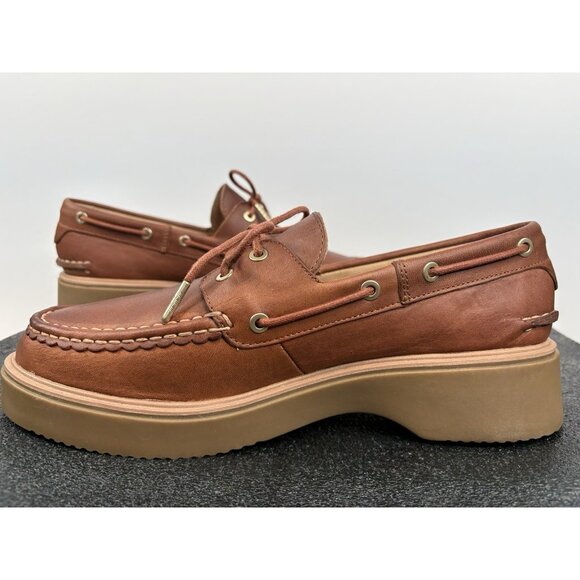 Sperry Women's 12 Bayside Boat Shoe Sahara Brown Leather Chunky (STS89211) - Picture 10 of 16